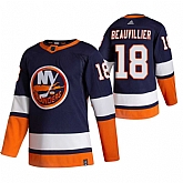 New York Islanders 18 Anthony Beauvillier Navy Blue Adidas 2020-21 Reverse Retro Alternate Jersey Dzhi